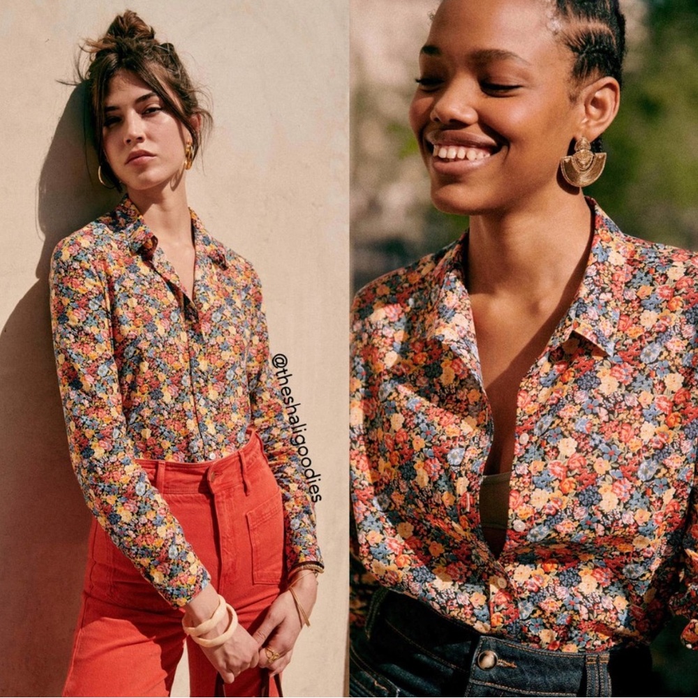 Sézane Pierro shirt in a floral print,  organic cotton.